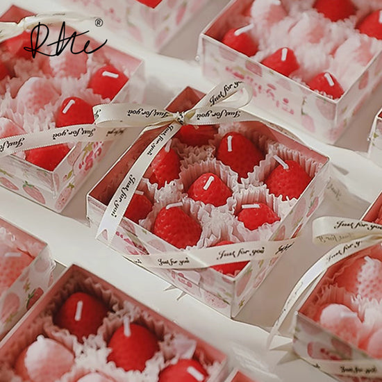 1 box of 9 Small Strawberries Candles Birthday Atmosphere Sensation Decorations | RHE®